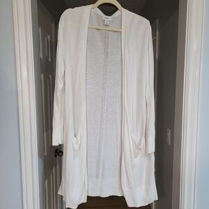 Old Navy White Longline Cardigan Duster XL Pockets